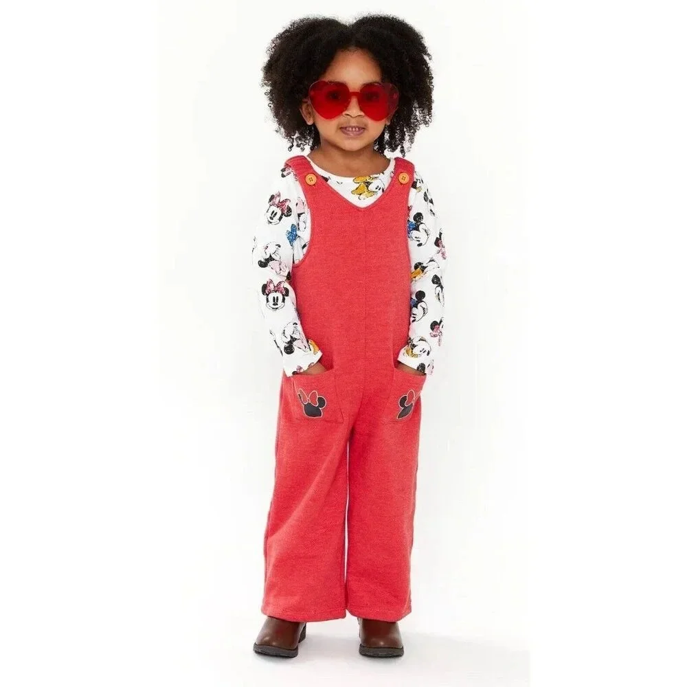 Disney Minnie Mouse Jumpsuit Toddler 5T Chrysanthemum Classic Cotton Blend Comfy